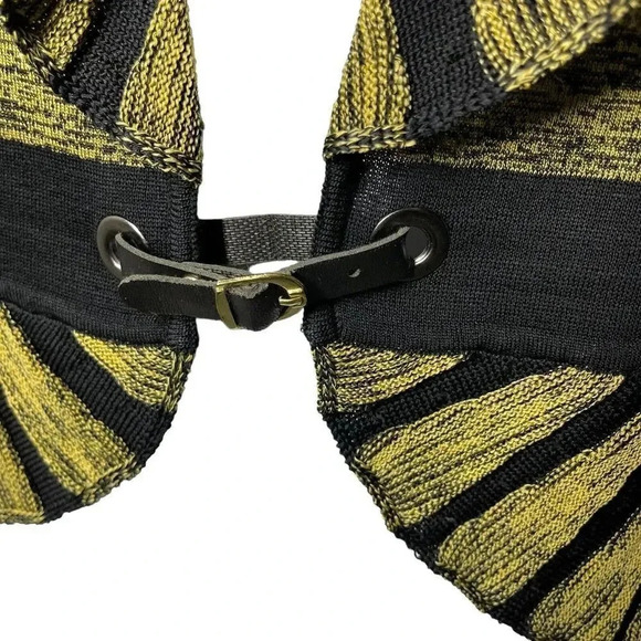 Ming Wang Blazer cardigan Jacket Womens size small ruffle collar black khaki - Picture 4 of 9